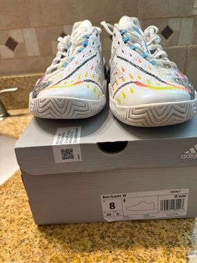 Adidas Women’s White Tennis Shoes with Multicolor Accents